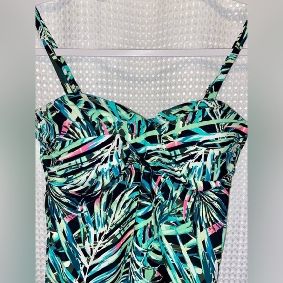 Women George Swimsuit tankini adjustable straps tropical pattern Sz medium - Picture 2 of 10
